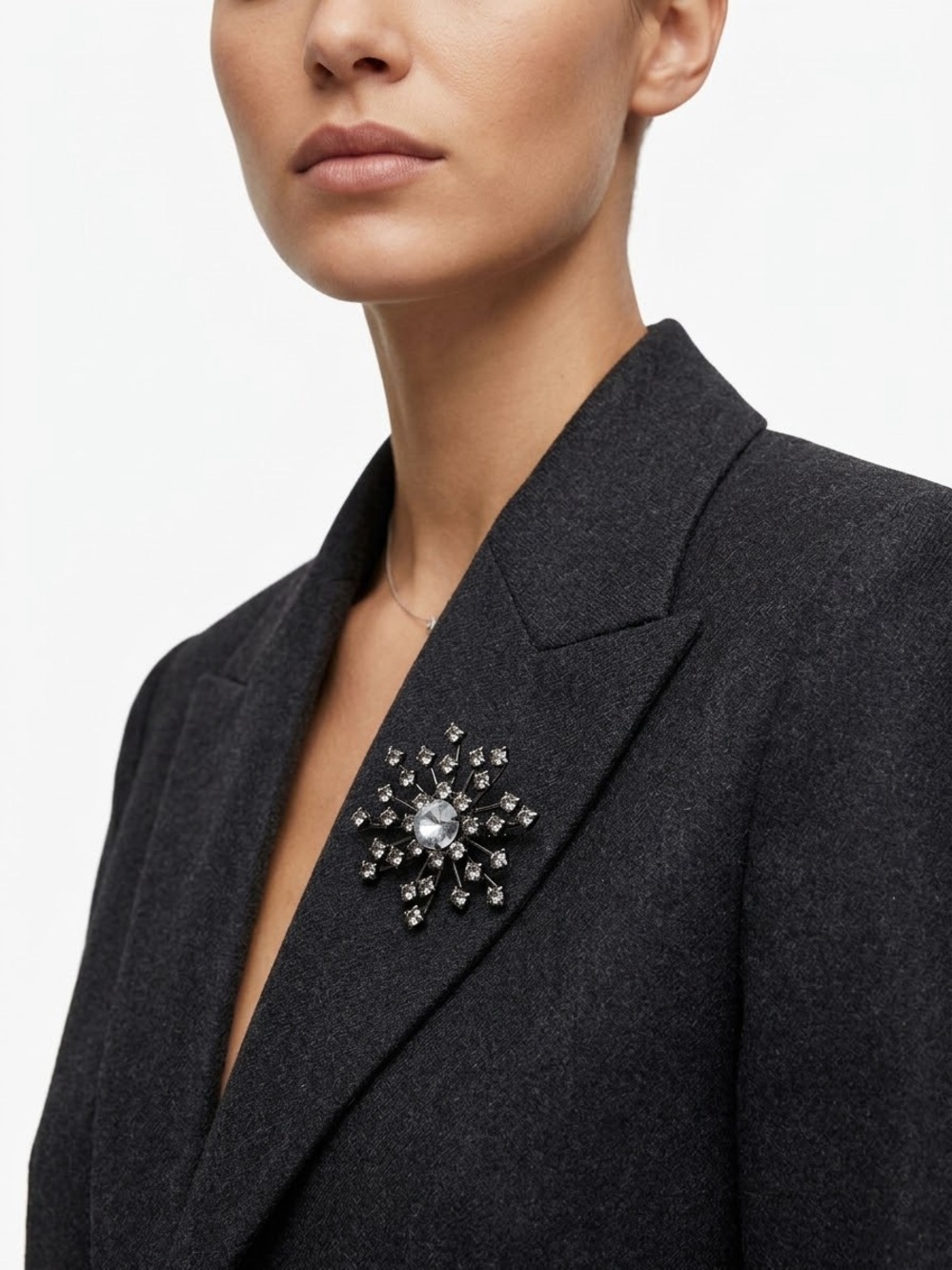 Crystal Starburst Brooch - Silver-Tone Sparkle